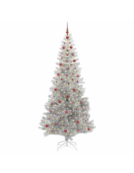 Albero di Natale con 300 LED con supporto Argento 240 cm PET