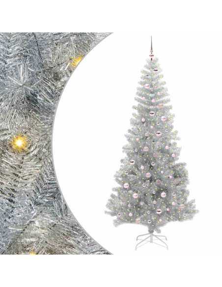 Albero di Natale con 300 LED con supporto Argento 240 cm PET