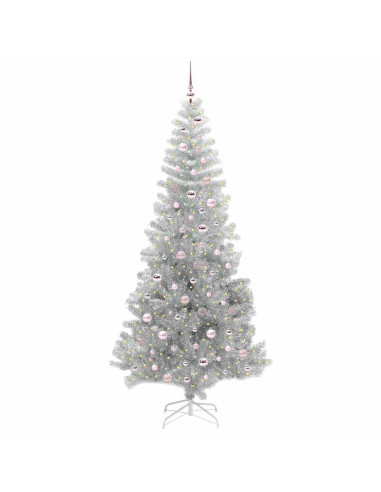 Albero di Natale con 300 LED con supporto Argento 240 cm PET
