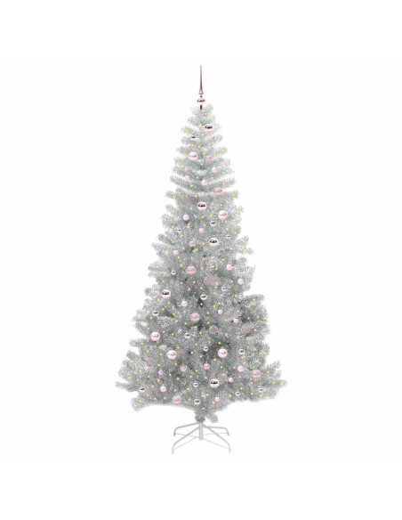 Albero di Natale con 300 LED con supporto Argento 240 cm PET