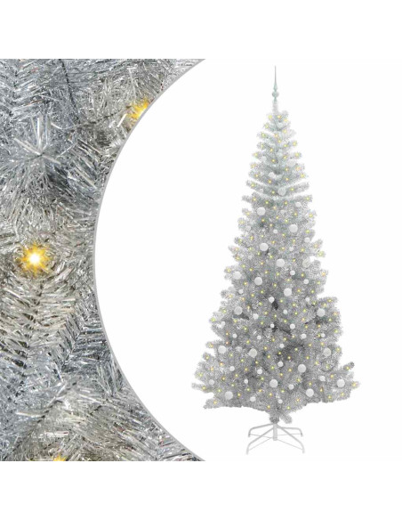 Albero di Natale con 300 LED con supporto Argento 240 cm PET