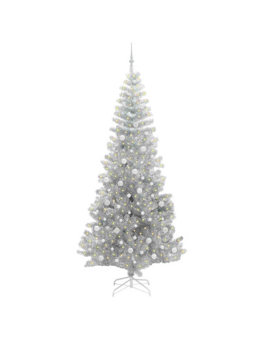 Albero di Natale con 300 LED con supporto Argento 240 cm PET