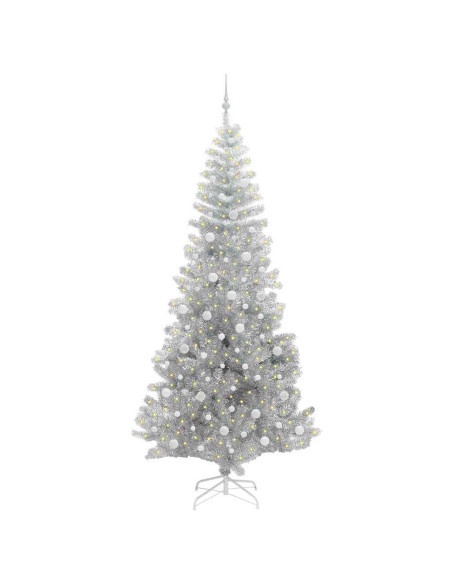 Albero di Natale con 300 LED con supporto Argento 240 cm PET