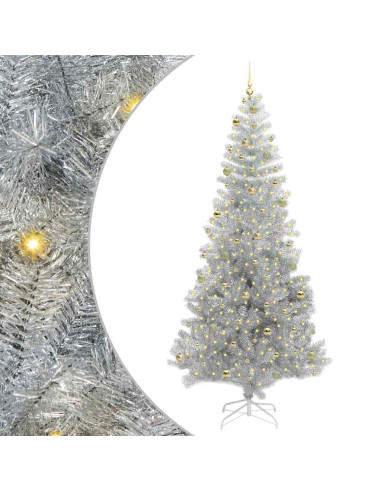 Albero di Natale con 300 LED con supporto Argento 240 cm PET