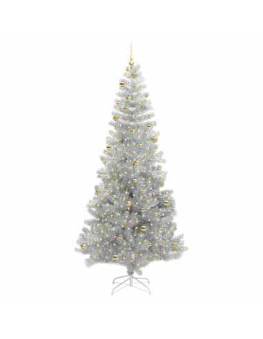 Albero di Natale con 300 LED con supporto Argento 240 cm PET