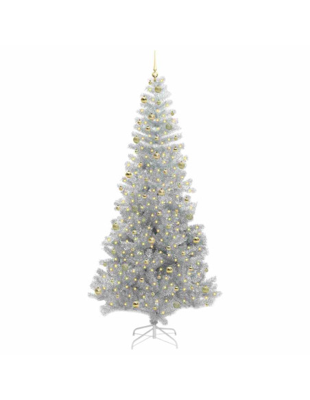 Albero di Natale con 300 LED con supporto Argento 240 cm PET