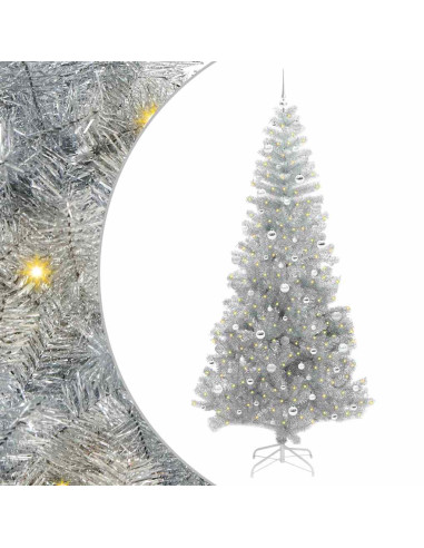 Albero di Natale con 300 LED con supporto Argento 240 cm PET