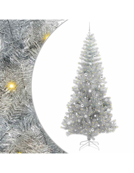 Albero di Natale con 300 LED con supporto Argento 240 cm PET