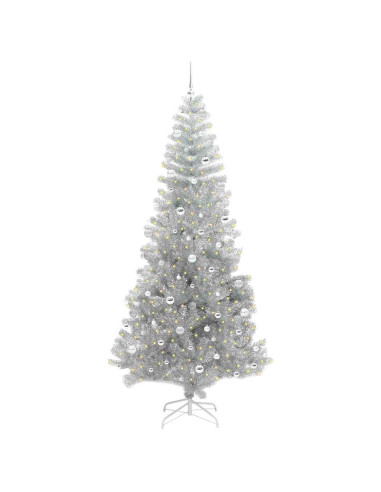Albero di Natale con 300 LED con supporto Argento 240 cm PET