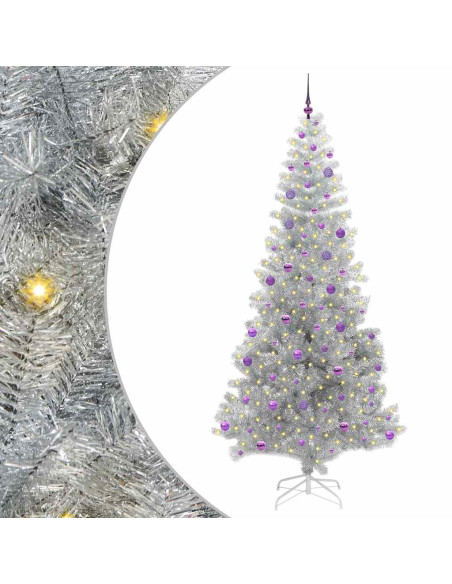 Albero di Natale con 300 LED con supporto Argento 240 cm PET