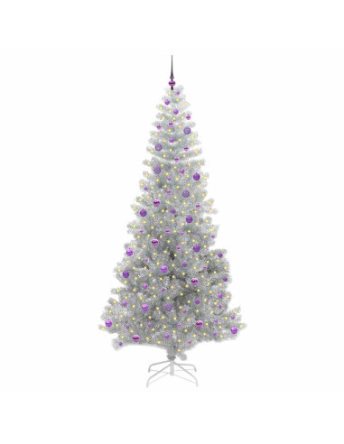 Albero di Natale con 300 LED con supporto Argento 240 cm PET