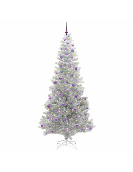 Albero di Natale con 300 LED con supporto Argento 240 cm PET
