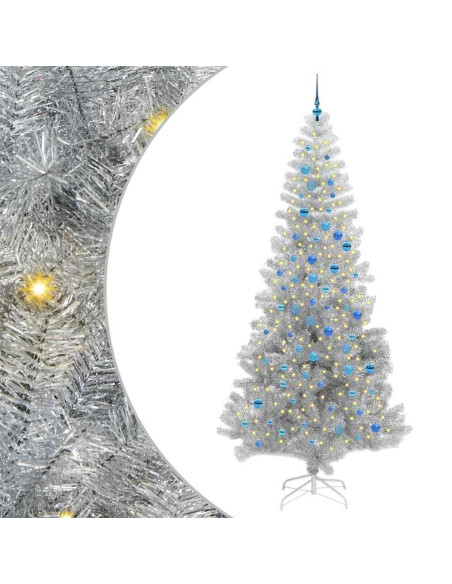 Albero di Natale con 300 LED con supporto Argento 240 cm PET