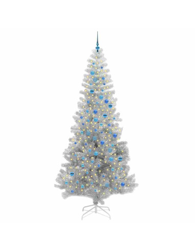 Albero di Natale con 300 LED con supporto Argento 240 cm PET