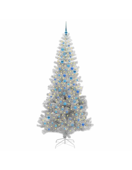 Albero di Natale con 300 LED con supporto Argento 240 cm PET