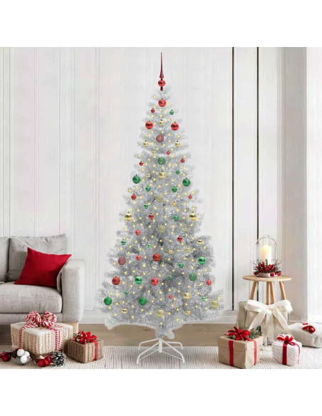 Albero di Natale con 300 LED con supporto Argento 240 cm PET