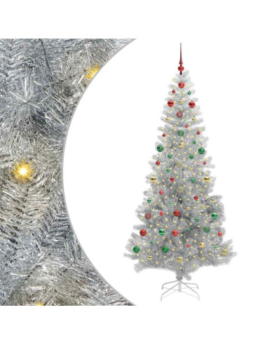 Albero di Natale con 300 LED con supporto Argento 240 cm PET