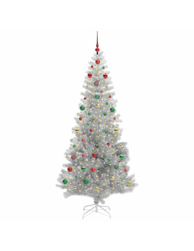 Albero di Natale con 300 LED con supporto Argento 240 cm PET