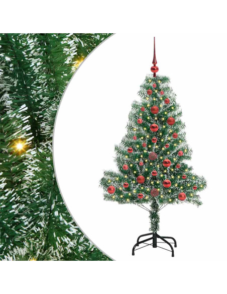 Albero di Natale Artificiale Imbiancato con Luci LED 120 cm