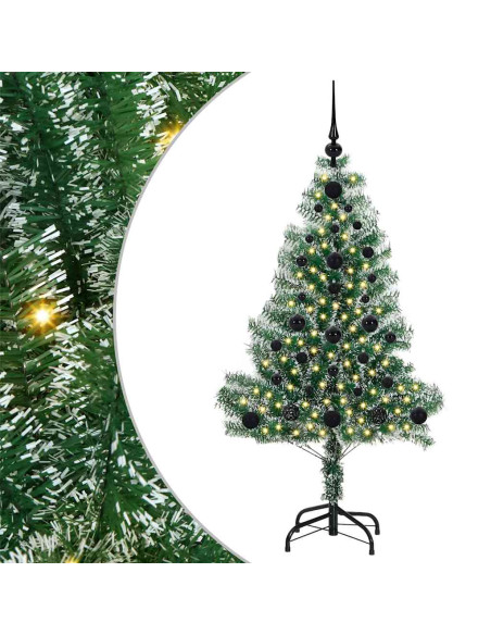 Albero di Natale Artificiale Imbiancato con Luci LED 120 cm