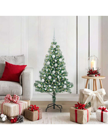 Albero di Natale Artificiale Imbiancato con Luci LED 120 cm