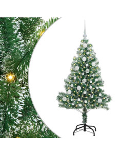 Albero di Natale Artificiale Imbiancato con Luci LED 120 cm 2