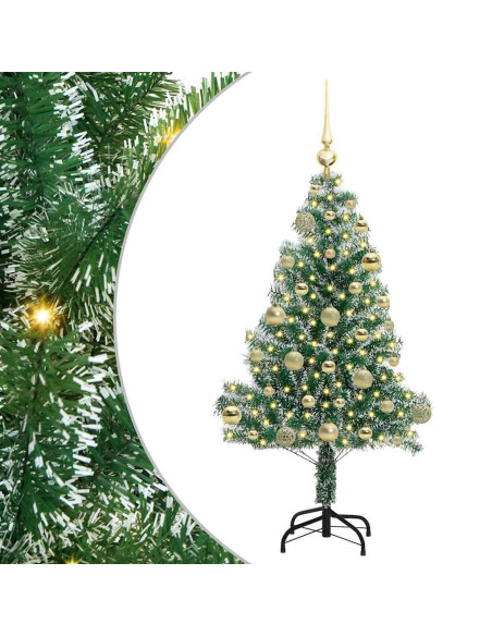 Albero di Natale Artificiale Imbiancato con Luci LED 120 cm