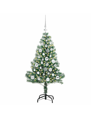 Albero di Natale Artificiale Imbiancato con Luci LED 120 cm