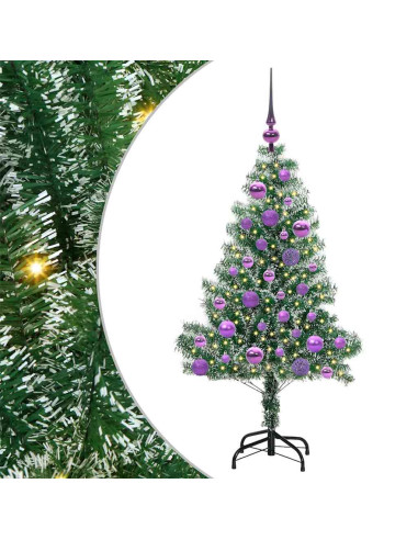 Albero di Natale Artificiale Imbiancato con Luci LED 120 cm
