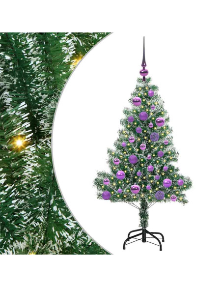 Albero di Natale Artificiale Imbiancato con Luci LED 120 cm
