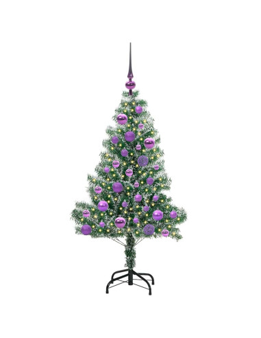Albero di Natale Artificiale Imbiancato con Luci LED 120 cm