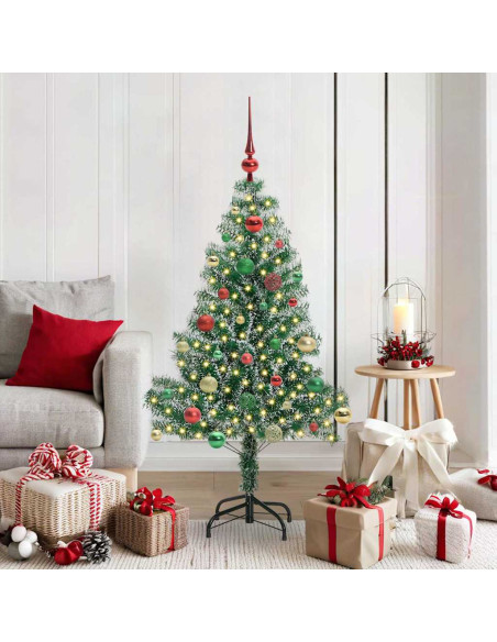 Albero di Natale Artificiale Imbiancato con Luci LED 150 cm