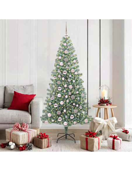 Albero di Natale Artificiale Imbiancato con Luci LED 180 cm