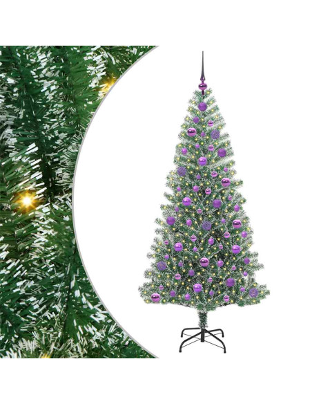 Albero di Natale Artificiale Imbiancato con Luci LED 180 cm