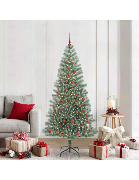 Albero di Natale Artificiale Imbiancato con Luci LED 210 cm