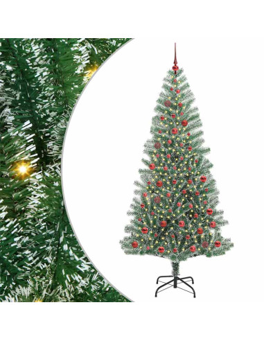 Albero di Natale Artificiale Imbiancato con Luci LED 210 cm