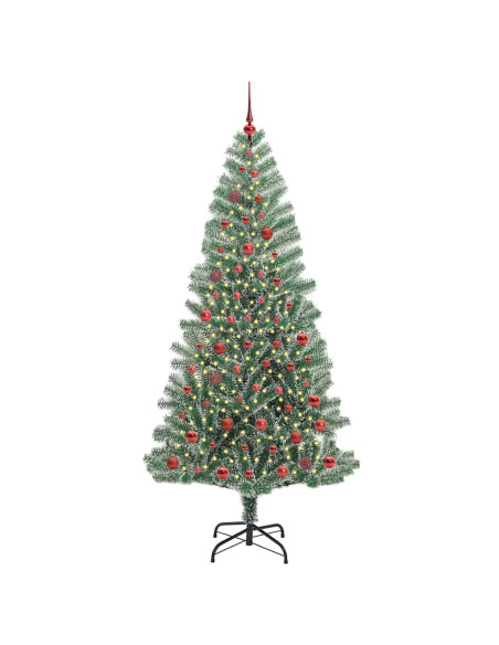 Albero di Natale Artificiale Imbiancato con Luci LED 210 cm