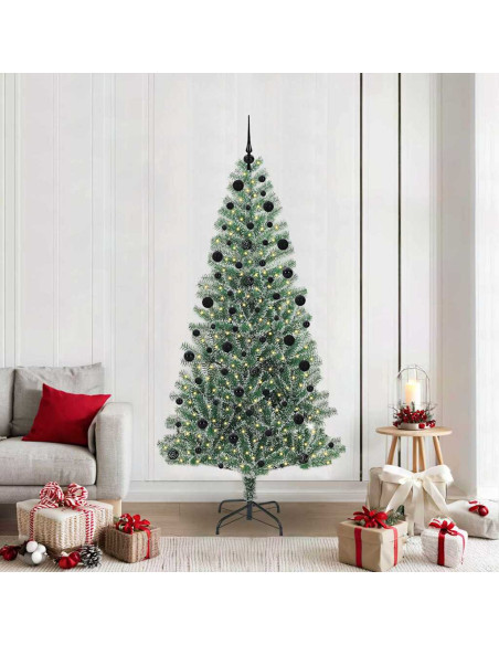 Albero di Natale Artificiale Imbiancato con Luci LED 210 cm