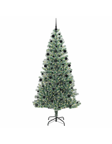 Albero di Natale Artificiale Imbiancato con Luci LED 210 cm