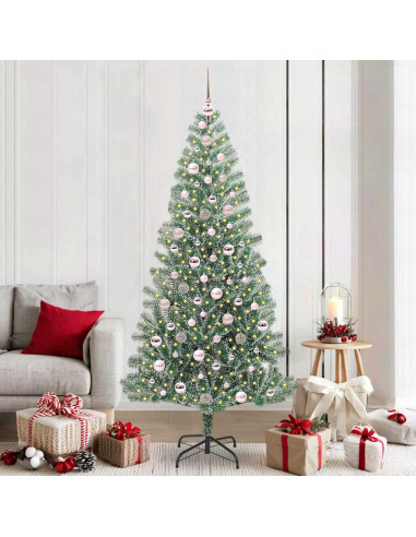 Albero di Natale Artificiale Imbiancato con Luci LED 210 cm