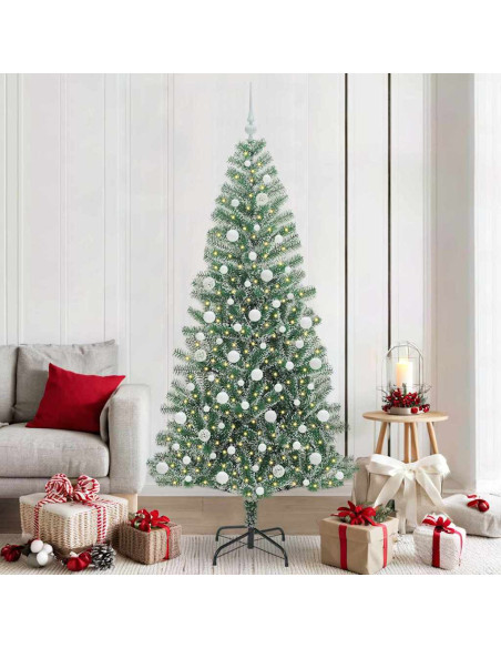 Albero di Natale Artificiale Imbiancato con Luci LED 210 cm