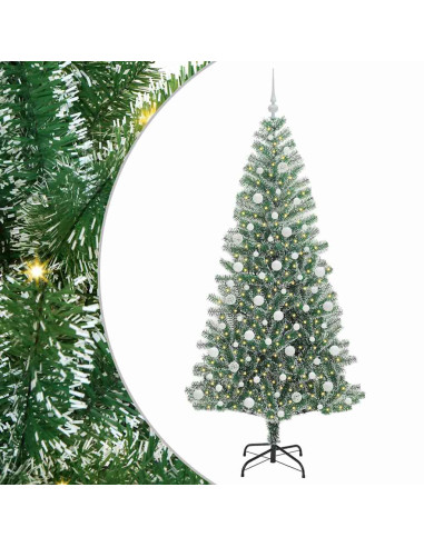 Albero di Natale Artificiale Imbiancato con Luci LED 210 cm