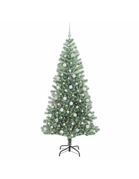 Albero di Natale Artificiale Imbiancato con Luci LED 210 cm