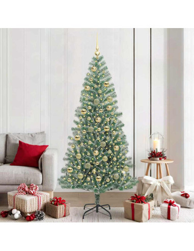 Albero di Natale Artificiale Imbiancato con Luci LED 210 cm