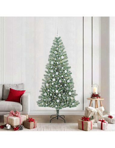 Albero di Natale Artificiale Imbiancato con Luci LED 210 cm