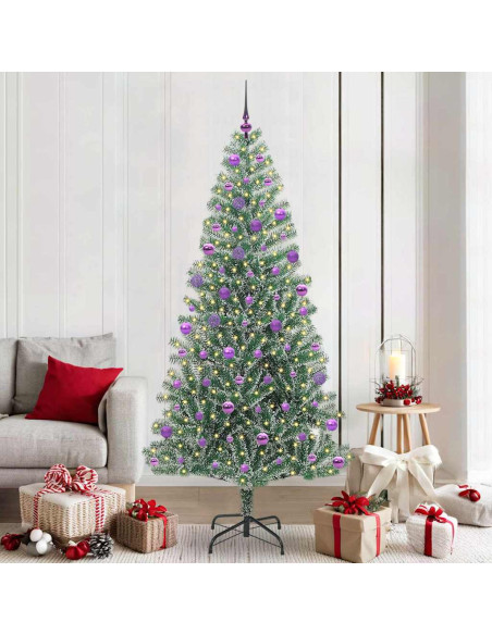 Albero di Natale Artificiale Imbiancato con Luci LED 210 cm