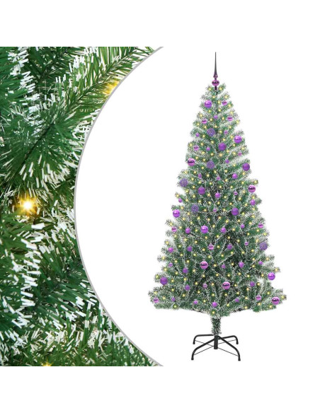 Albero di Natale Artificiale Imbiancato con Luci LED 210 cm