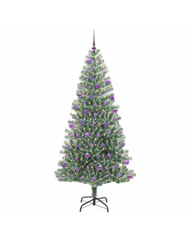 Albero di Natale Artificiale Imbiancato con Luci LED 210 cm