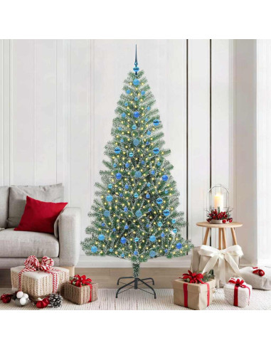 Albero di Natale Artificiale Imbiancato con Luci LED 210 cm