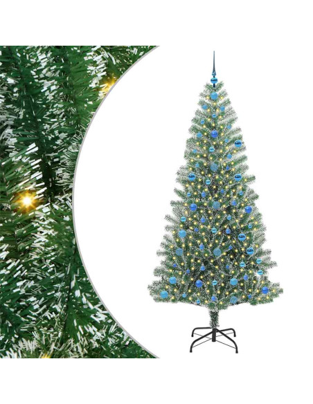 Albero di Natale Artificiale Imbiancato con Luci LED 210 cm